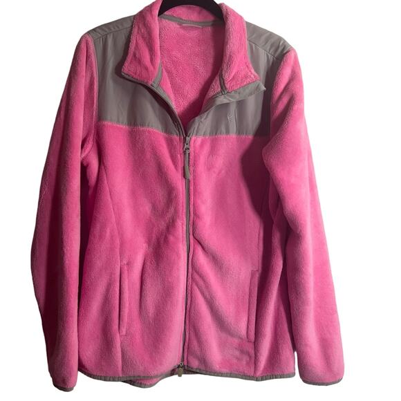 Danskin Now Pink & Gray Fuzzy Women's Jacket Coat with Side Pockets L/G 12-14 - Picture 1 of 12